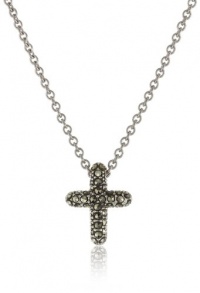 Judith Jack Sterling Silver Marcasite and Crystal Pave Reversible Cross Pentant Necklace, 16