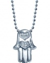 Alex Woo Little Faith Diamond and 14kt White Gold Hamsa Hand Pendant Necklace