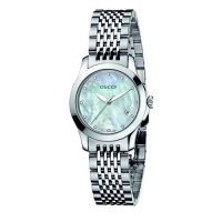 Gucci Women's YA126504 G-Timeless Diamond Marker White MOP Dial Watch