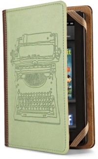 Verso Typewriter Case Cover by Molly Rausch (Fits Kindle Fire), Sage/Tan (does not fit Kindle Fire HD)