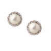 Carolee The Gwyneth Crystal and Pearl Button Clip on Earrings