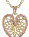 1928 Jewelry Heart of Hearts Gold-Tone Light Rose Swarovski with Heart Pendant Necklace, 18