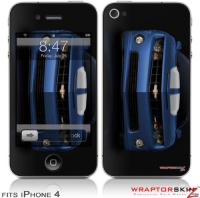 iPhone 4 Skin - 2010 Chevy Camaro Aqua - White Stripes on Black (DOES NOT fit newer iPhone 4S)