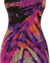 RAMPAGE One Shoulder Multicolor Ruched Dress [42107641186], Black/Pin, Medium