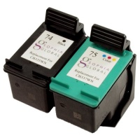 Sophia Global Remanufactured Ink Cartridge Replacement for HP 74 and HP 75 (1 Black, 1 Color)