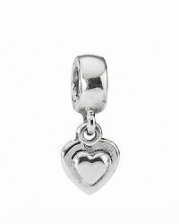 Add instant movement and life to your PANDORA bracelet with this dangling heart charm in sterling silver.