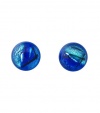 Sterling Silver Dichroic Glass Translucent Dark Blue Stud Earrings