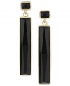 Shapely style from Haskell. These drop earrings feature a luxe black and gold combo with faceted acrylic beads and a golden setting. Crafted in gold tone mixed metal. Approximate drop: 2-1/5 inches.