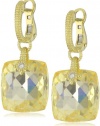 Judith Ripka La Petite Cushion Stone On Wire Canary Earrings