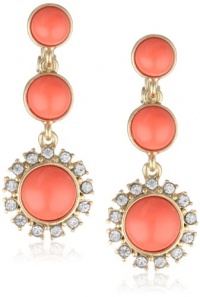 Anne Klein Socialite Gold-Tone Coral Colored Linear Crystal Accents  Drop Earrings