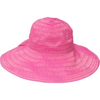 San Diego Hat Company Women's Packable Ribbon Sun Hat, Fuschia, One Size