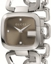 Gucci Women's YA125401 G-Gucci Medium Diamond Brown Dial Steel Watch