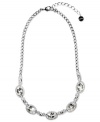 Start with sparkling sophistication. Givenchy's chic collar necklace features Swarovski crystal stone pendants. Crafted in imitation rhodium plated mixed metal. Approximate length: 16 inches + 2-inch extender.