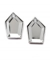 Add instant polish and shine. Bar III's symmetrical stud earrings feature angular clear glass stones set in silver tone mixed metal. Approximate diameter: 1/2 inch.