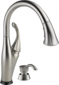 Delta 9192T-SSSD-DST Addison Single Handle Pull-Down Kitchen Faucet with Touch2O Technology and Soap Dispenser, Stainless