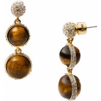 Michael Kors Tiger's Eye Ball Drop Pave Golden Huggie Earring