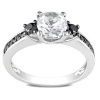 Sterling Silver 1 3/8 CT TGW Created White Sapphire 1/3 CT TDW Round Black Diamond Fashion Ring