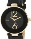 Anne Klein Women's AK/1064BKBK Gold Tone Black Leather Strap Watch