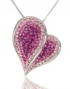 Carnevale Sterling Silver Pink Heart with Swarovski Elements Pendant Necklace, 18