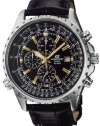 Casio Men's Stainless Steel Edifice Flight Two Tone Black Dial Tachymeter Strap