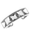 A contemporary classic. Jessica Simpson's cuff bracelet is crafted from silver-tone mixed metal with faceted crystal stones adding a glistening touch. Approximate diameter: 3 inches.