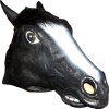 Realistic Black Horse Mask: Full Face Rubber Latex with Faux Fur Costume Mask