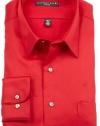 Geoffrey Beene Men's Fitted Sateen Dress Shirt, Cranberry, 15 34-35