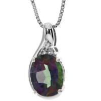 Sterling Silver Mystic Fire Topaz and White Topaz Pendant Necklace , 18