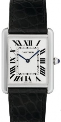 Cartier Men's W1018355 Tank Solo Stainless Steel Black Leather Watch