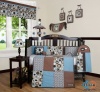 Boutique Blue Brown Scribble 13PCS CRIB BEDDING SET