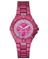 Up your wow factor with the bold color of this GUESS aluminum sport watch.