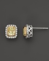 White and Natural Yellow Diamond Earrings in 14K White Gold, 1.20 ct. t.w.