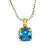 2-tone Designer-Inspired Pendant w/Blue & White CZs