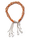 Embrace an artistic outlook with this braided and bold cord bracelet from Good Charma, accented by dangling sterling silver charms.