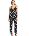 Betsey Johnson Women's Slinky Knit & Lace Pajama Set, Black, M