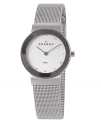 Add a touch of classic style to everyday with this timepiece. The stainless steel mesh bracelet and round silver dial exude elegant simplicity. Features ultraslim Japanese quartz. Lifetime limited warranty.