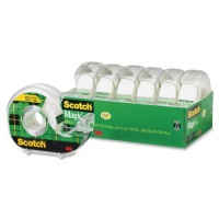 Scotch Magic Office Tape and Refillable Dispenser, 0.75 Inch x 18 Yards, Clear, Six per Pack (6122)