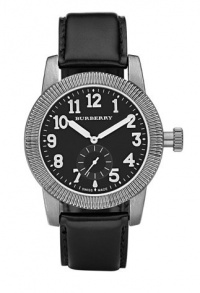 Burberry Military Illuminating Round Leather Band Sports Watch Black BU7830