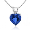 7.50 Carat Blue & White Sapphire Heart Pendant in Sterling Silver with Chain