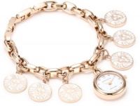 Anne Klein Women's 10/9766RGCH Rosegold-Tone Logo Charm Bracelet Watch