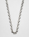 A modern link style in sleek silvertone. Ion-plated brassLength, about 18Fold-over clasp closureImported 