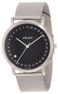 a.b. art Men's KLD102B Series KLD Stainless Steel Swiss Quartz Date, Black Dial and Mesh Metal Bracelet Watch