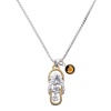 Pearl White Open Plumeria Flower Flip Flop Charm Necklace with Yellow Smoked Topaz Crystal Drop