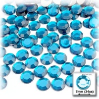 144pc Rhinestones Round 7mm - 34ss flatback Aqua Blue AQA