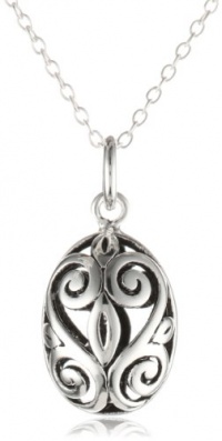 Sterling Silver Filigree Oval Pendant, 18