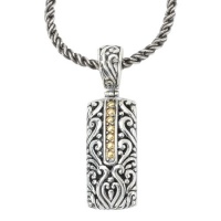 925 Silver Scroll & Dot Filigree Pendant with 18k Gold Accents