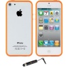 Orange TPU Bumper Case with Metal Button For iPhone 5 + Universal Touch Screen Stylus Pen