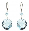 Sterling Silver Swarovski Crystal Elements Aquamarine Colored Round Twist and Rondelle Drop Earrings