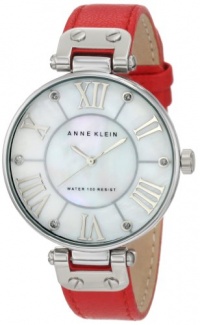 Anne Klein Women's 10/9919MPRD Silver-Tone Red Leather Strap Watch