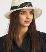 A sparkling style with a sequined zebra patterned band on a woven straw design. StrawSequinsBrim, about 2¾Hand washMade in USA of imported fabrics 